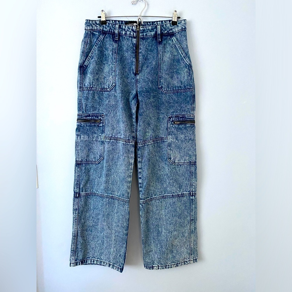 Fashion Nova Jeans Women Sz 13 Forever Ago Loose Cargo Wide Leg Jeans